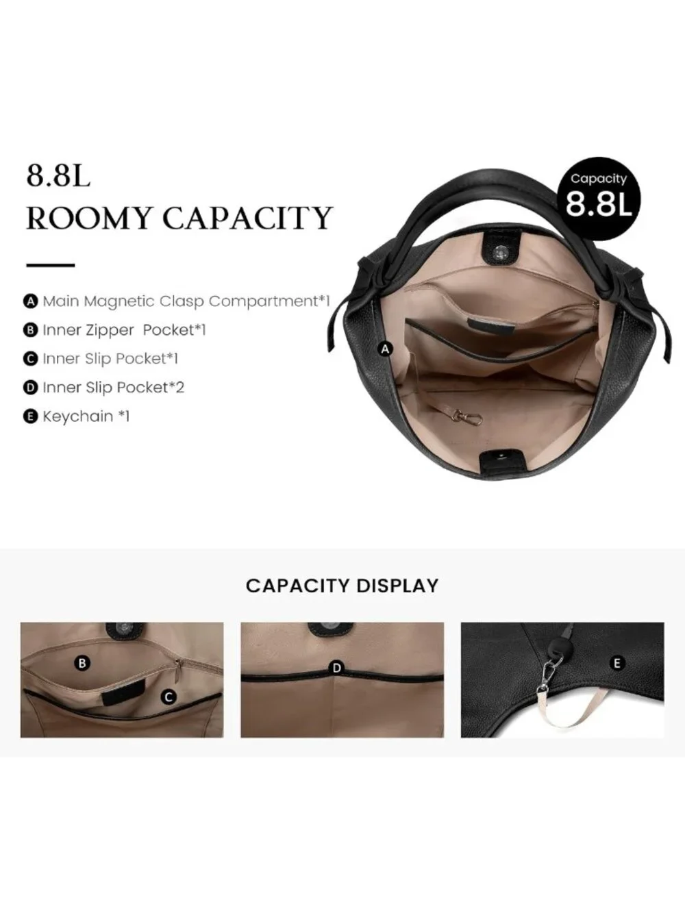 Genuine Leather Slouchy Hobo Bag for Women | Casual Tote Handbag with Tassel